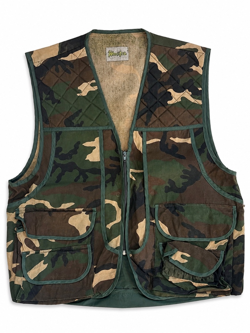 Vintage Master Sportsman Woodland Camo Hunting Vest Game Bag XL 46/48 Taiwan